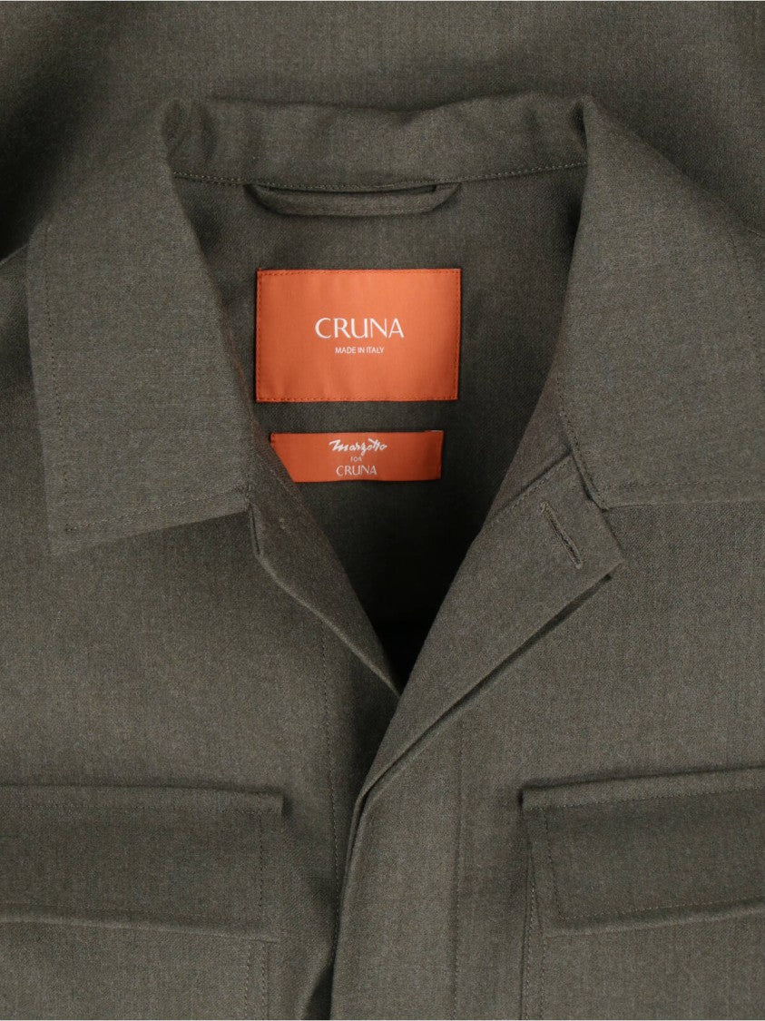Cruna Structured Wool Shirt Jacket With Classic Collar And Chest Pockets