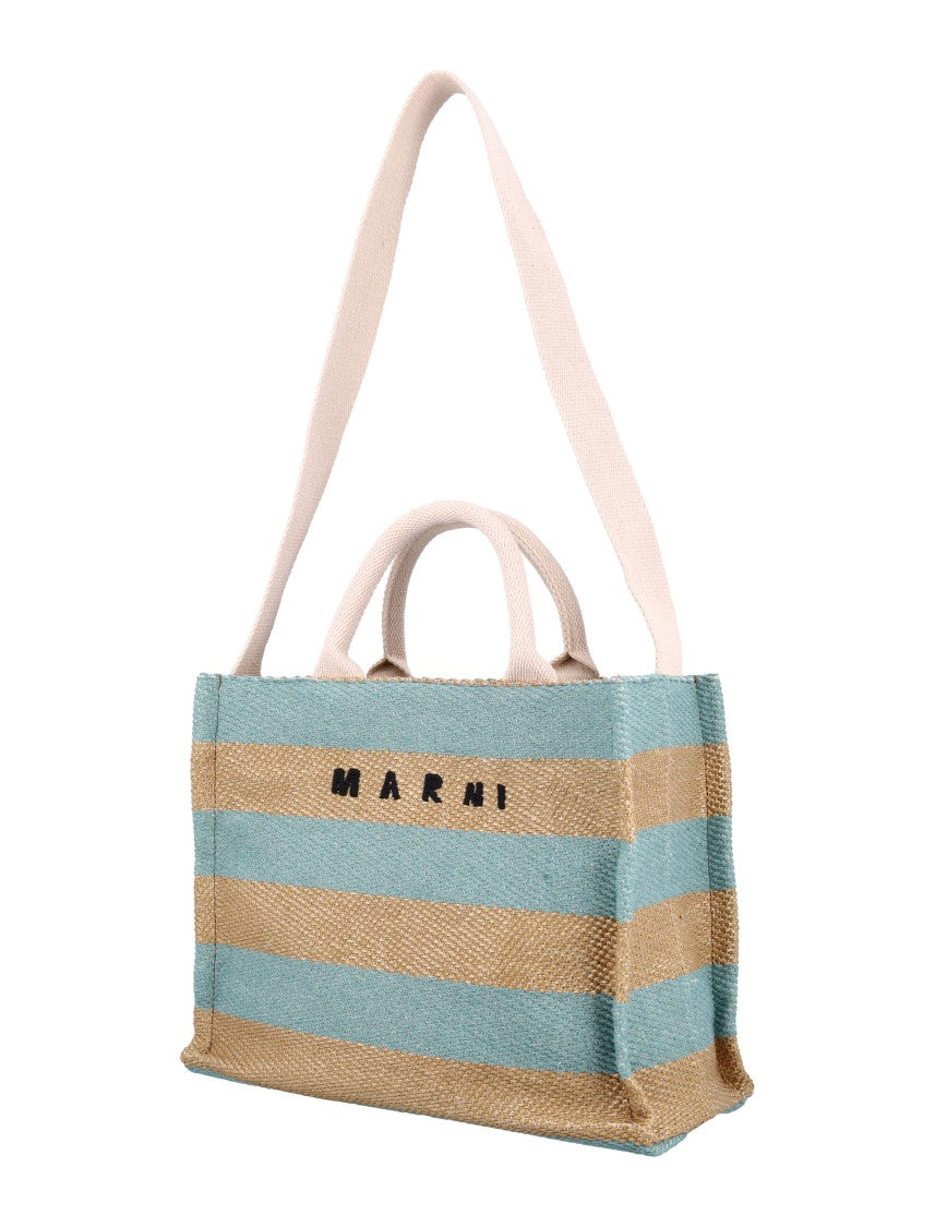Marni Raffia-Effect Small Tote Bag