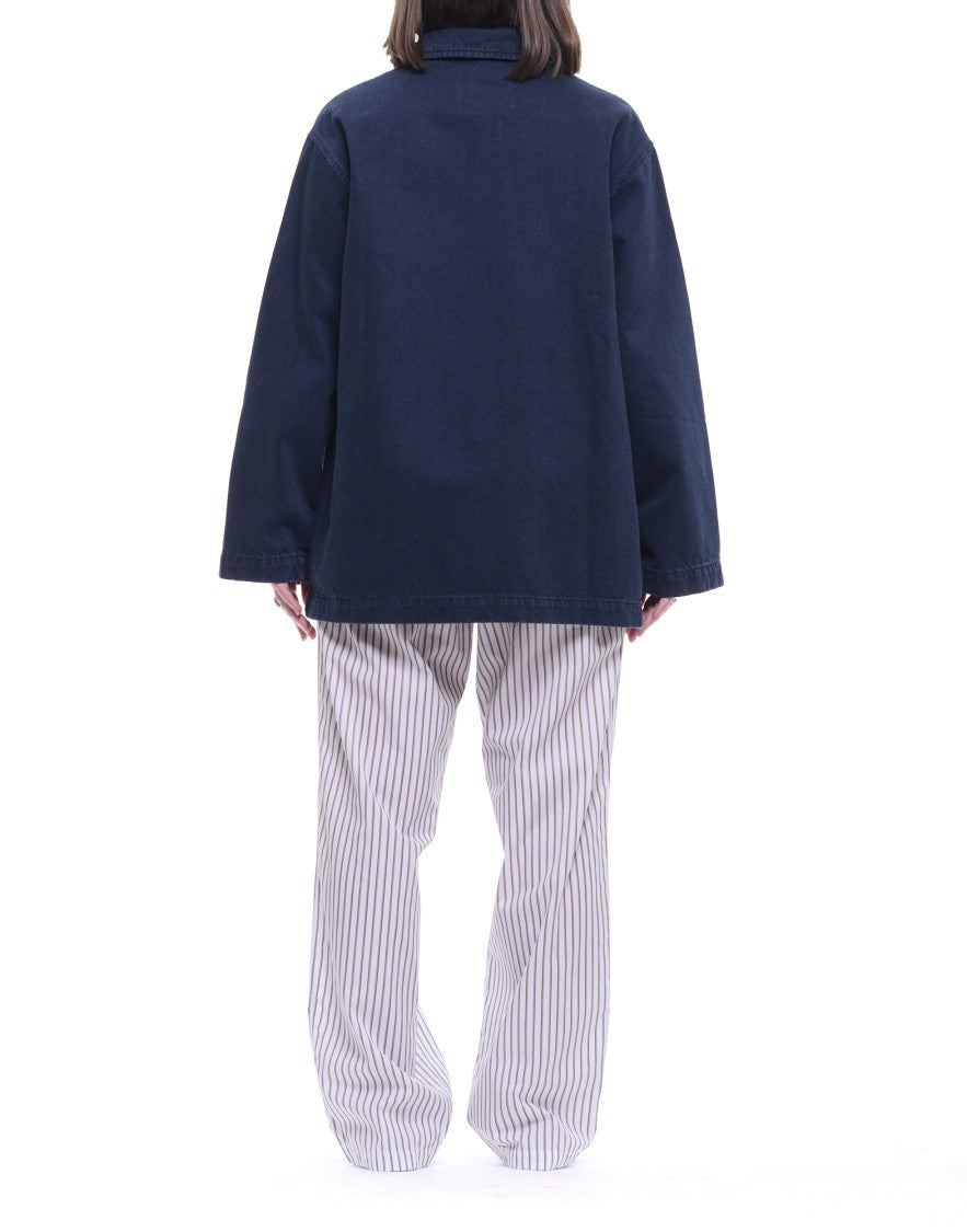 Eat Dust 673 Structured Denim Jacket With Classic French Collar