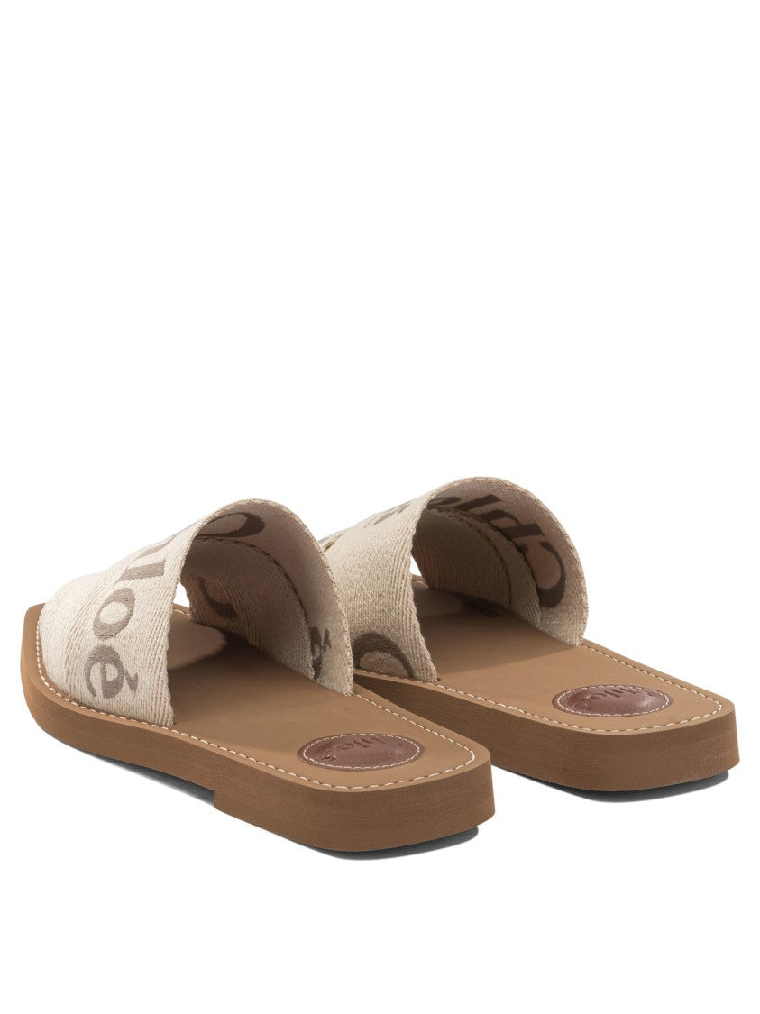 Chloé Textured Linen Slide Sandal With Eco-Friendly Design