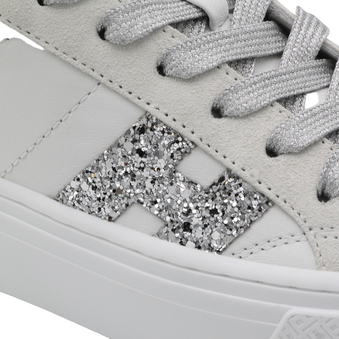 Hogan Sole White Sneakers With Glittery Detail