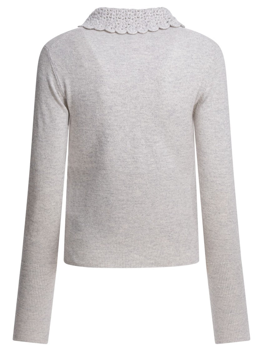 Chloé Fitted Wool Cardigan With Guipure Collar