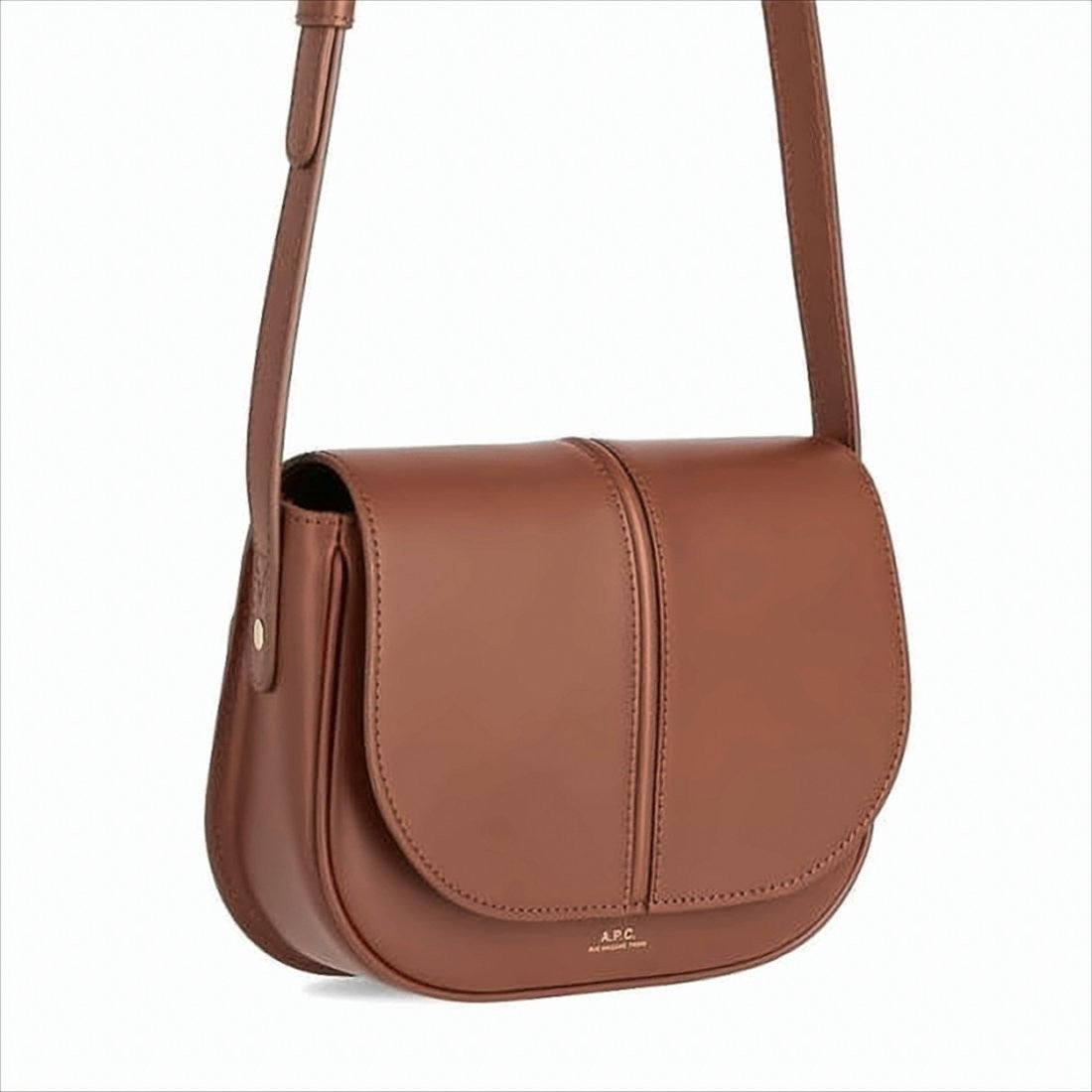 A.P.C. Smooth Structured Shoulder Bag With Rounded Flap Closure