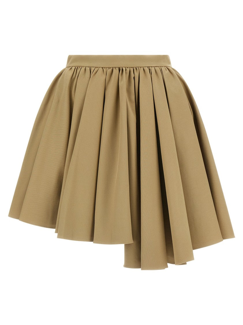 Self-Portrait Flared Asymmetrical Mini Skirt With Pleated Design