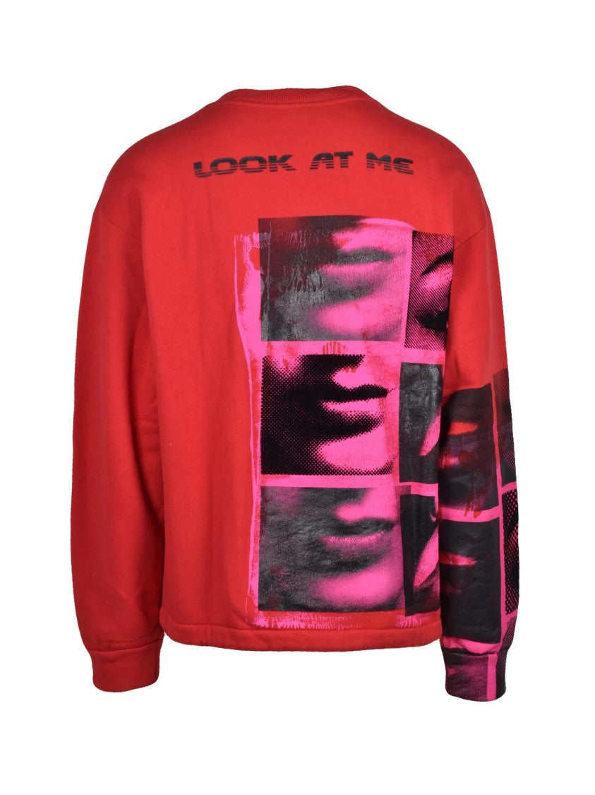 Dolce & Gabbana Red Graphic Print Cotton-Blend Sweatshirt