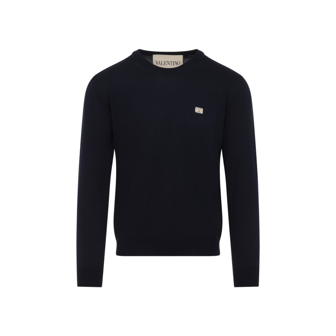 Valentino Finely Knit Virgin Wool Sweater With Classic Crew Neckline