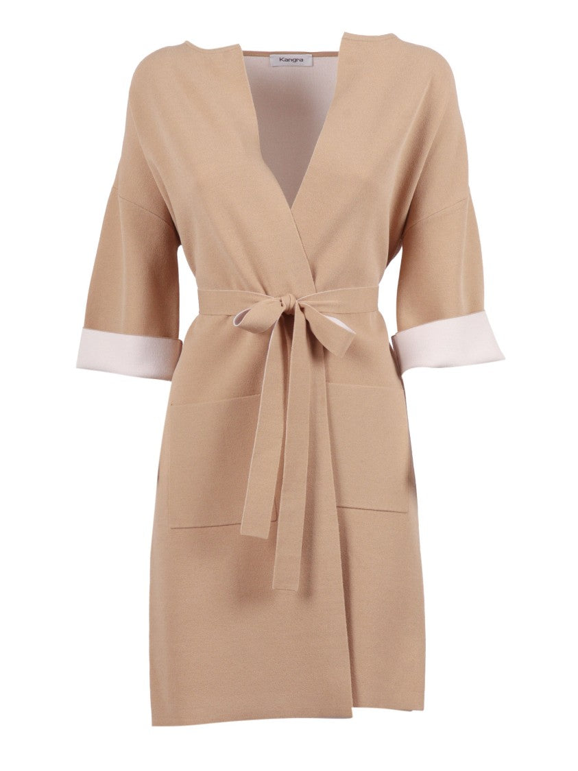 Kangra Cashmere Dual Tone Belted Coat