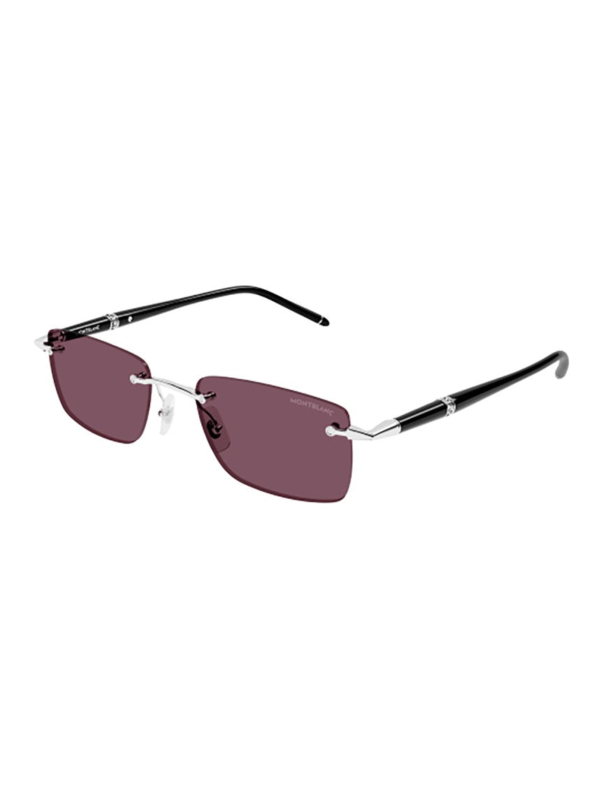Montblanc Purple-Tinted Mb0344s Black Metal Sunglasses