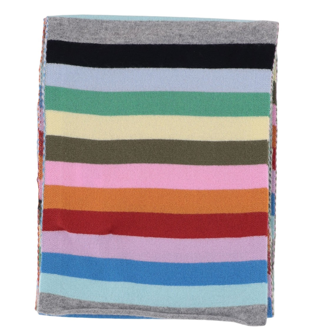 Allude Rectangular Cashmere Scarf With Multi-Color Striped Pattern