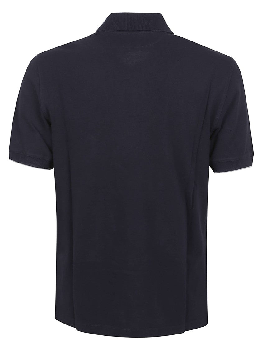 Brunello Cucinelli Dusty Blue Cotton Polo Shirt