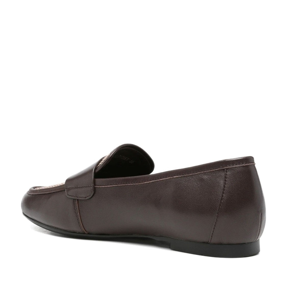 Adrianna Feretti Brown Textured Vamp Panel Leather Loafers