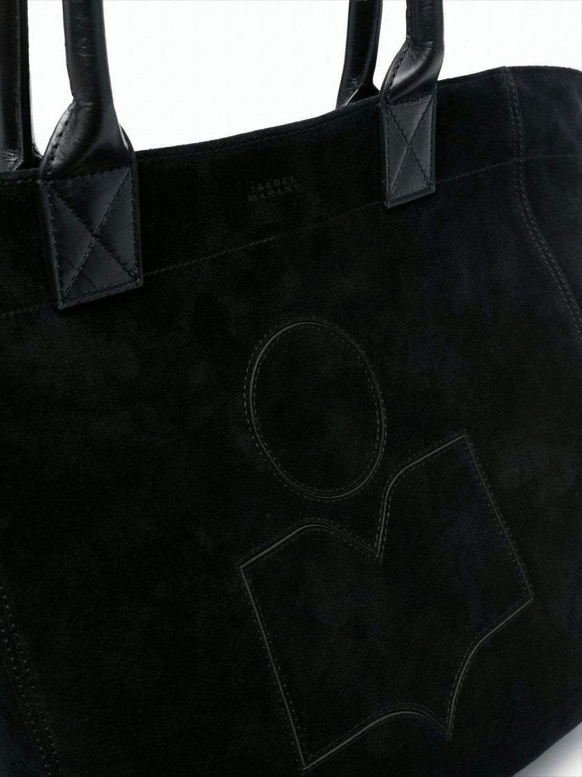 Isabel Marant Étoile Tapered Black Suede Calf Leather Small Tote Bag