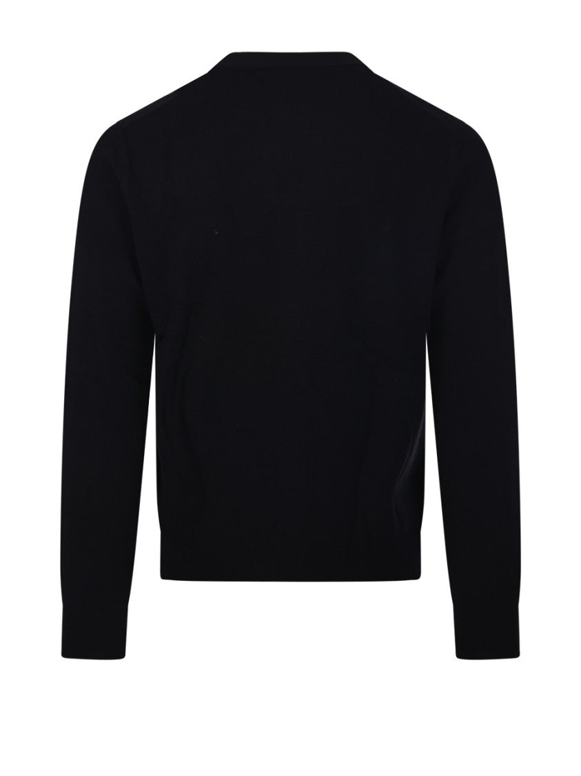 Comme Des Garçons V-Neck Black Wool Cardigan