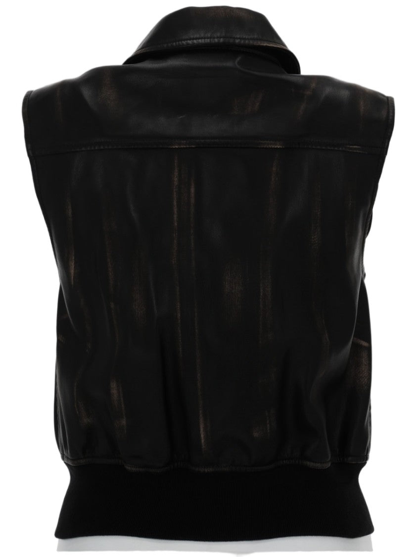 Diesel Grey Distressed Polyester Bomber Vest