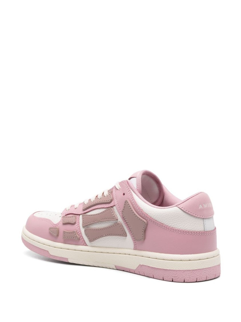 Amiri Blush Pink Calf Leather Panelled Sneakers With Embossed Detailing
