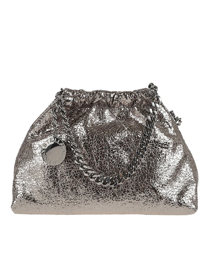 Stella Mccartney Crinkled Metallic Silver Shoulder Bag
