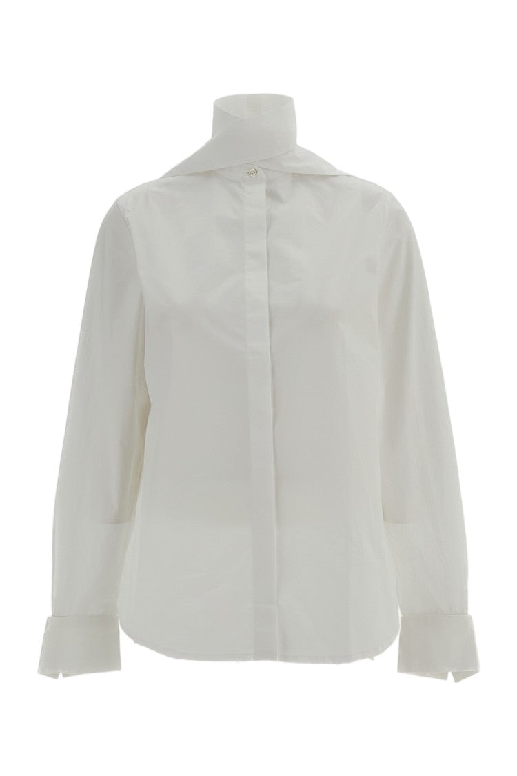 7 For All Mankind White Bow Cotton Shirt