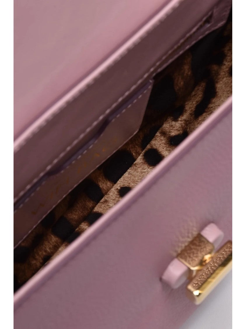 Dolce & Gabbana Compact Smooth Leather Crossbody Bag With Gold Chain Strap