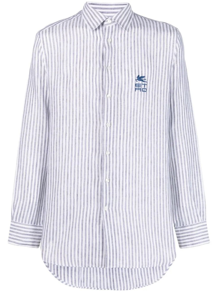 Etro Classic Striped Short Sleeve Linen Shirt