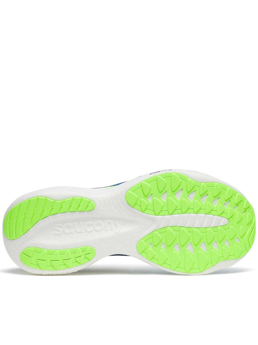 Saucony Breathable Blue Running Sneakers With Neon Accents