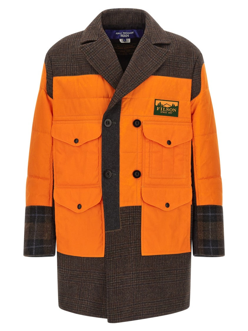 Junya Watanabe Patchwork Long Coat With Dual Button Closure