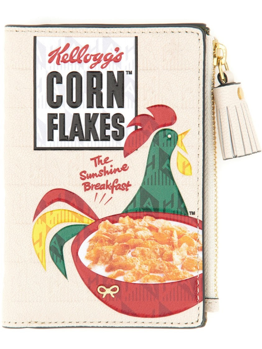Anya Hindmarch Cornflakes Zip-Around Cereal Box Print Leather Wallet