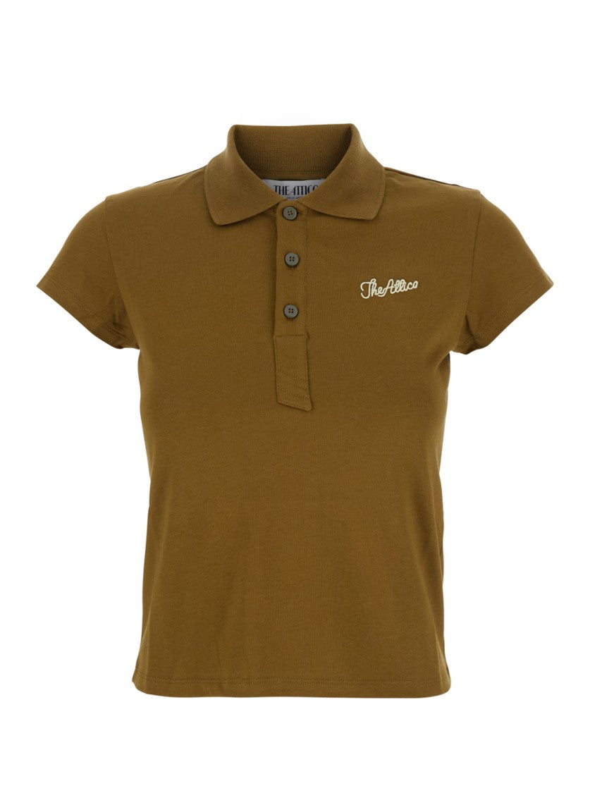 The Attico Green Polo Shirt With Classic Collar