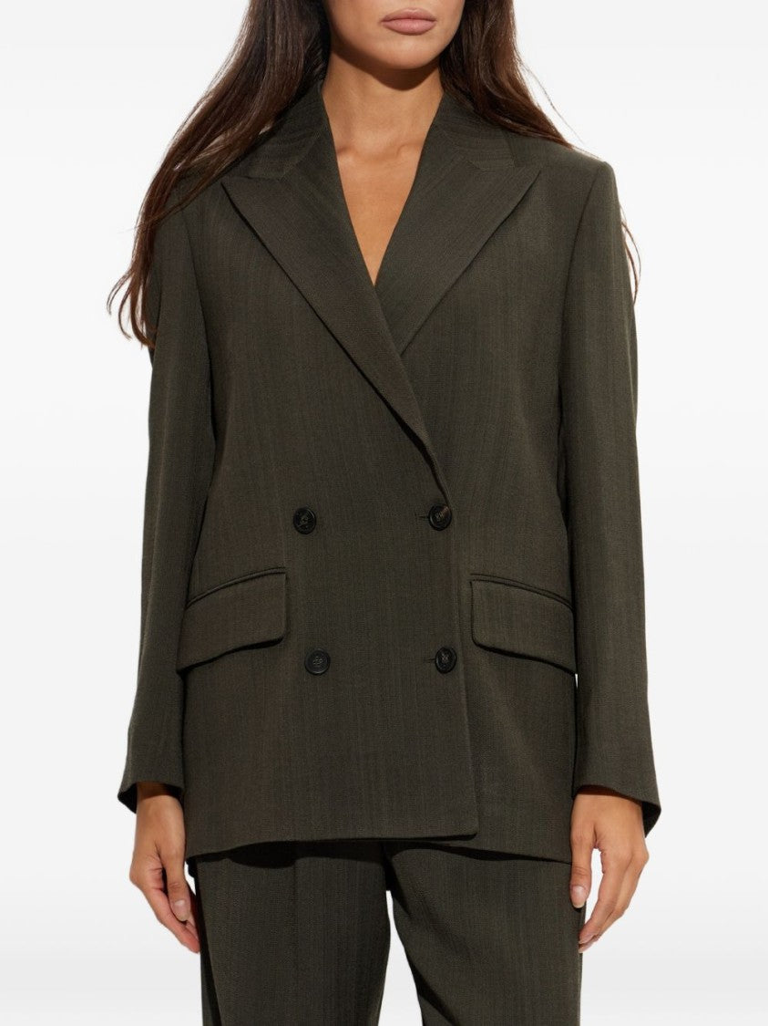 Golden Goose Double-Breasted Flap Pocket Olive Blazer