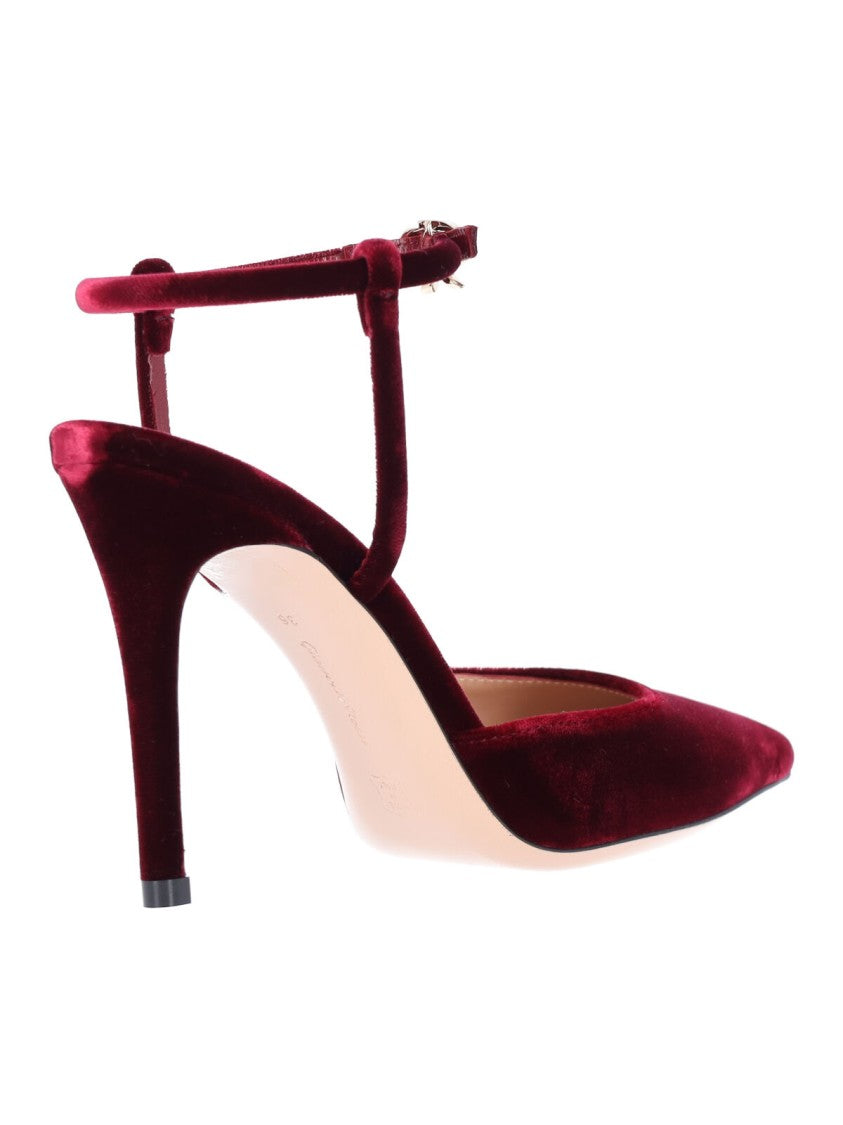 Gianvito Rossi Pointed-Toe Velvet Pumps With Ankle Strap