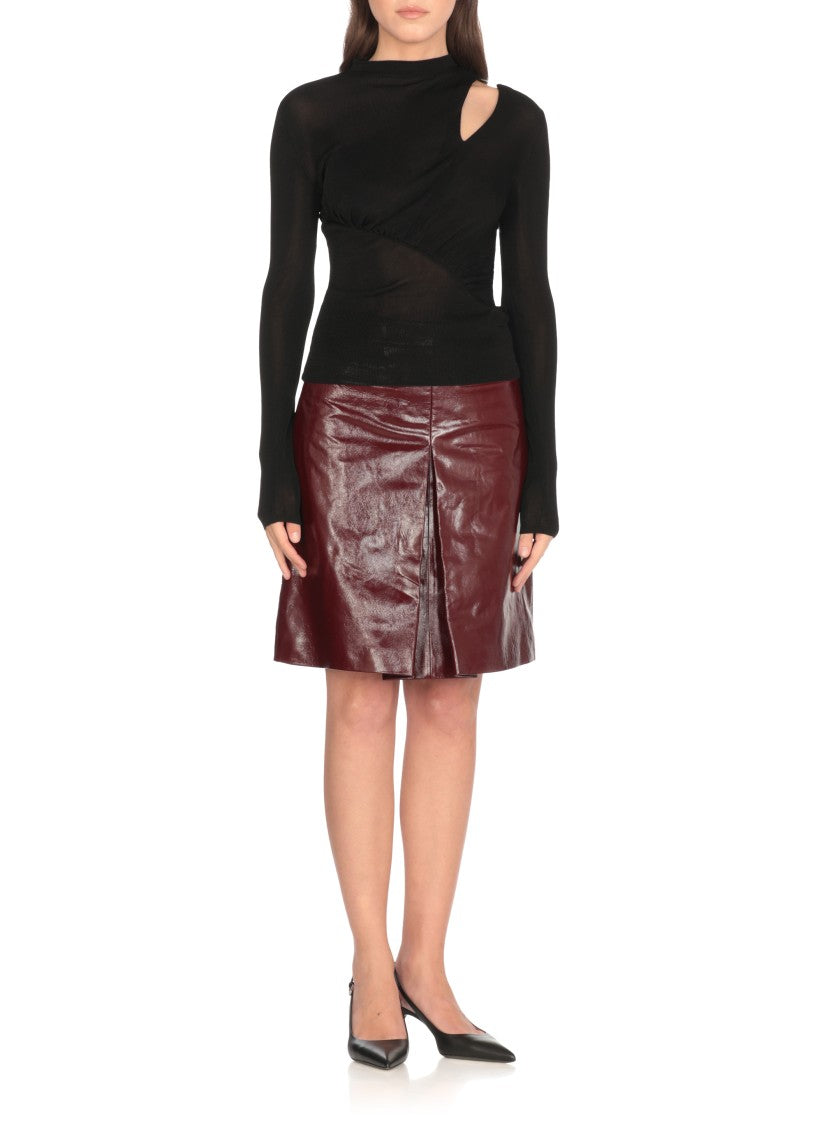 Self-Portrait Black Viscose Top With Front Cut-Out Detail