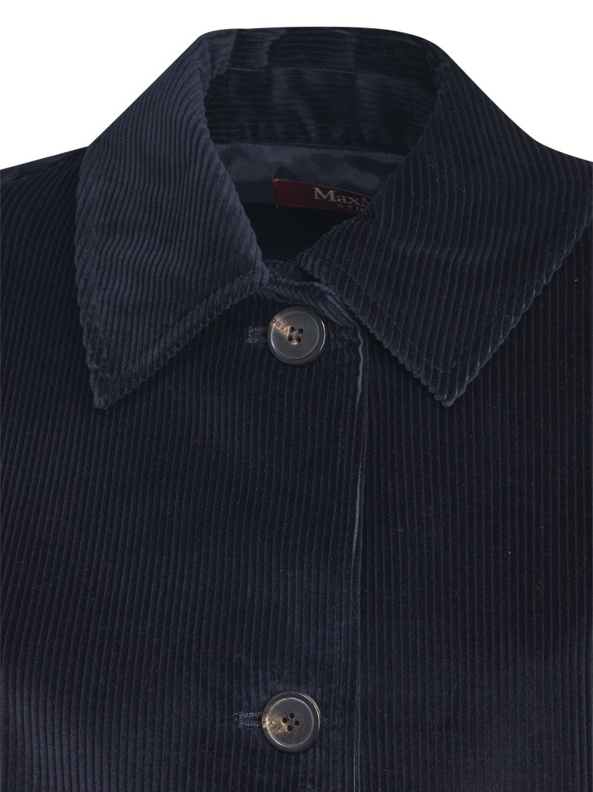 Max Mara Velvet Texture Button-Down Shirt With Structured Collar