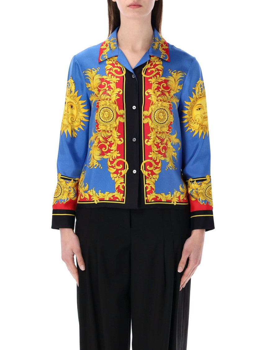Versace The Sun Slim Fit Silk Shirt
