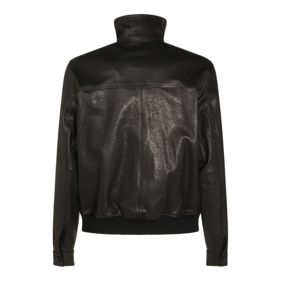 Auralee High Stand Collar Ribbed Leather Jacket