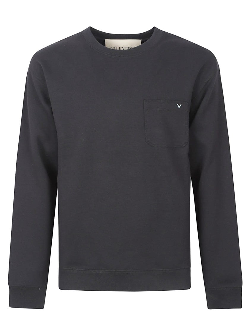 Valentino Garavani Minimalist Black Sweater With Crew Neckline