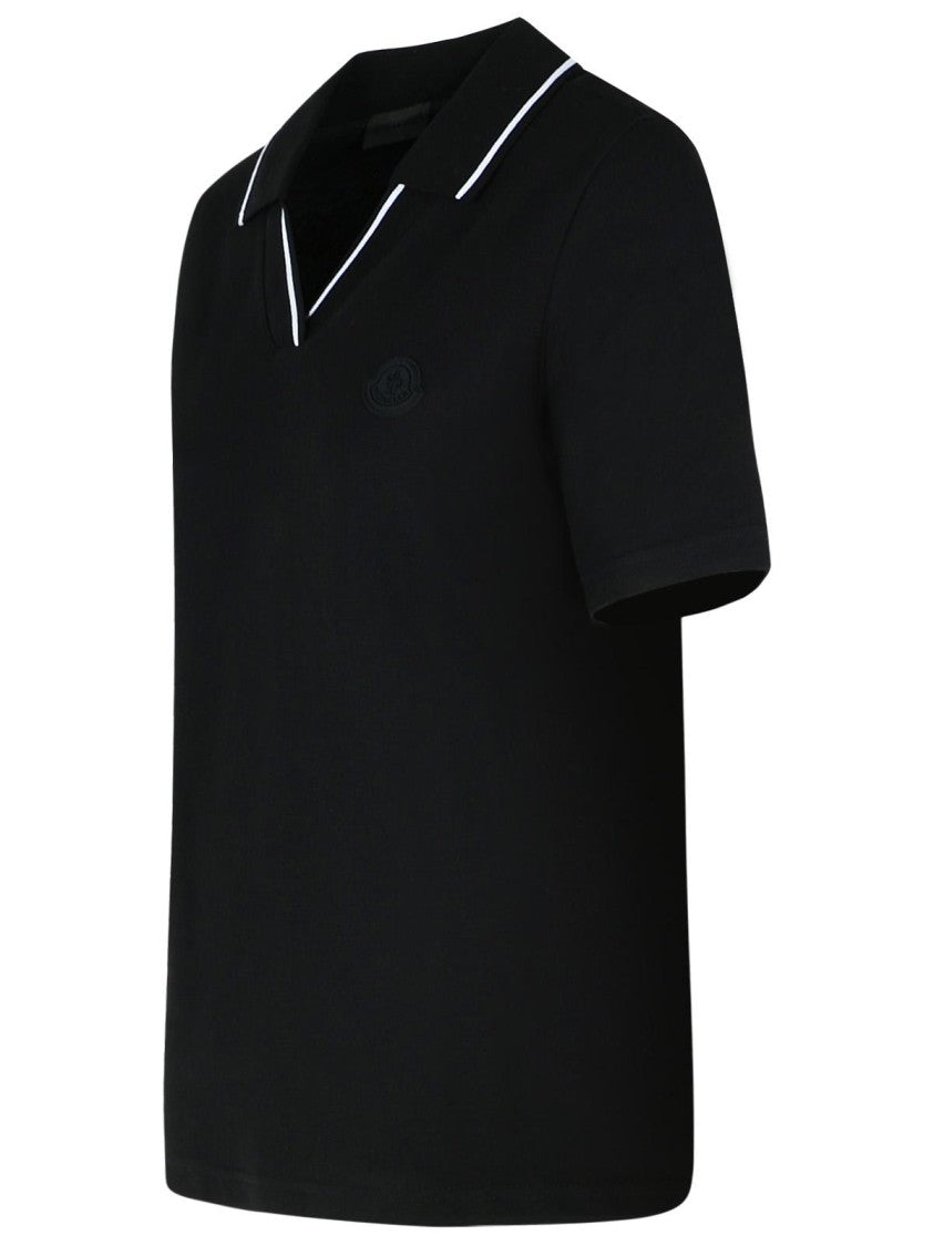 Moncler Black Cotton Polo Shirt