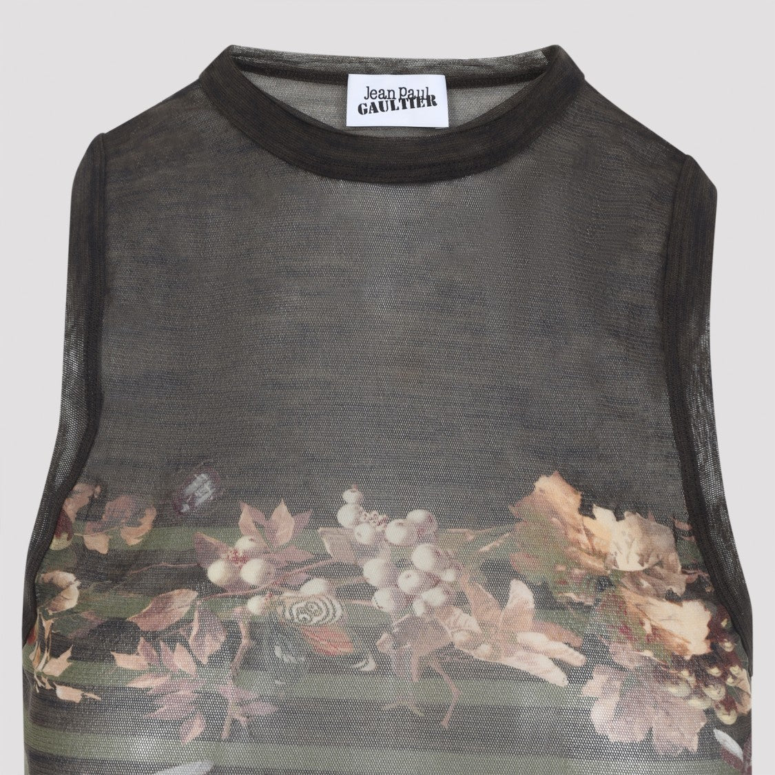 Jean Paul Gaultier Fitted Sheer Floral Print Sleeveless Top