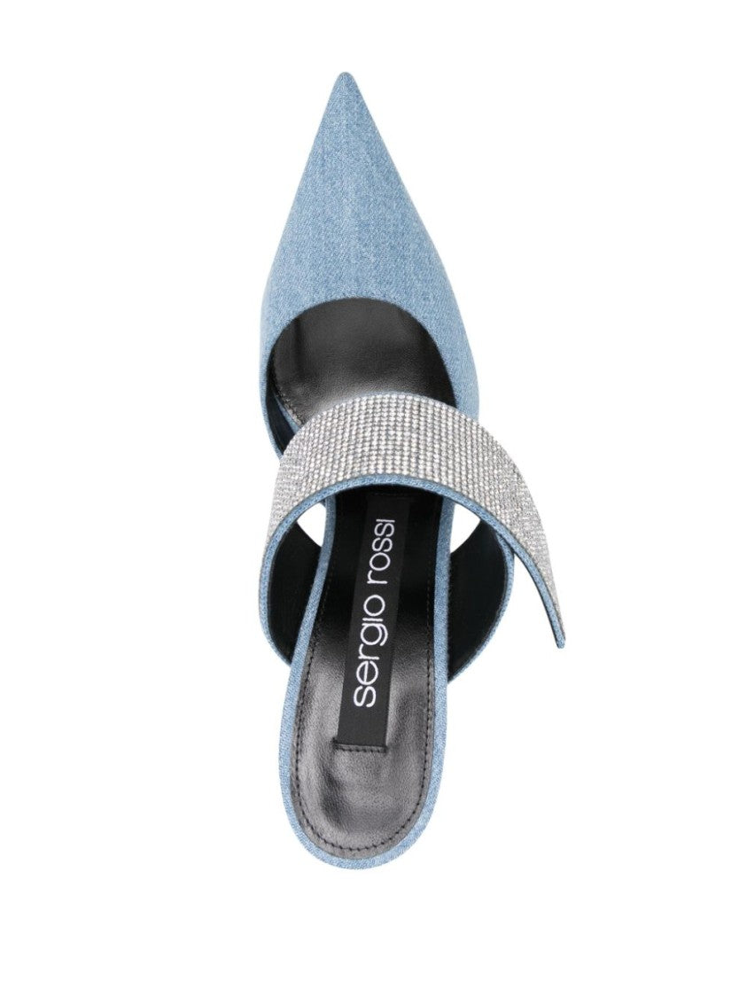 Sergio Rossi Rhinestone-Embellished Pointed Toe Sandals