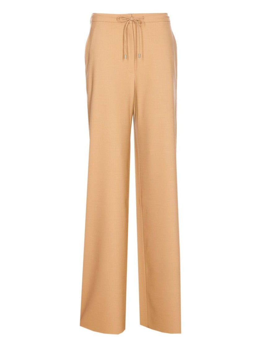 Max Mara Wide-Leg Trousers In Smooth Camel Stretch Wool Twill