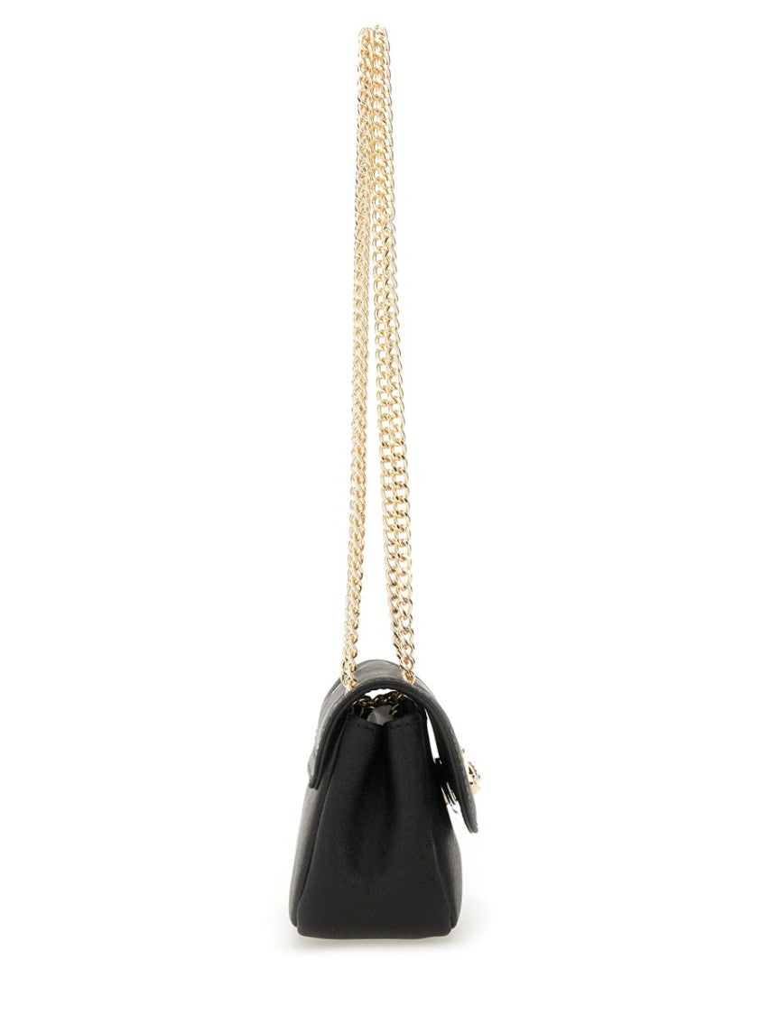 Vivienne Westwood Rectangular Black Shoulder Bag With Gold Chain And Emblem