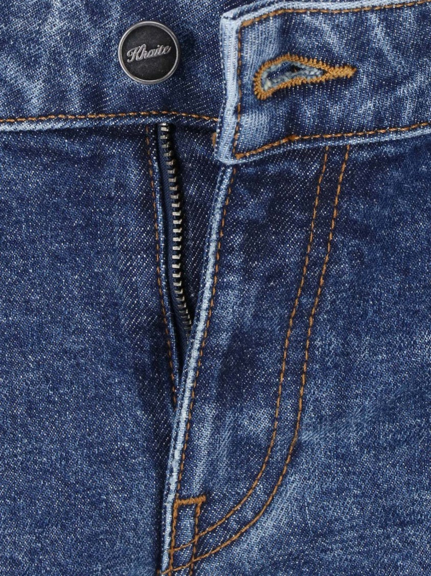 Khaite Bootcut Jeans With Vintage Wash And Leather Logo Patch