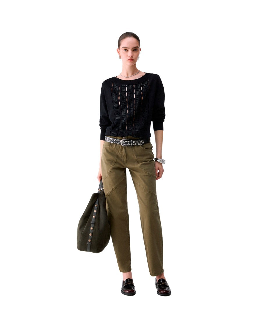 Liu Jo Black Openwork Front Knit Boat Neck Sweater
