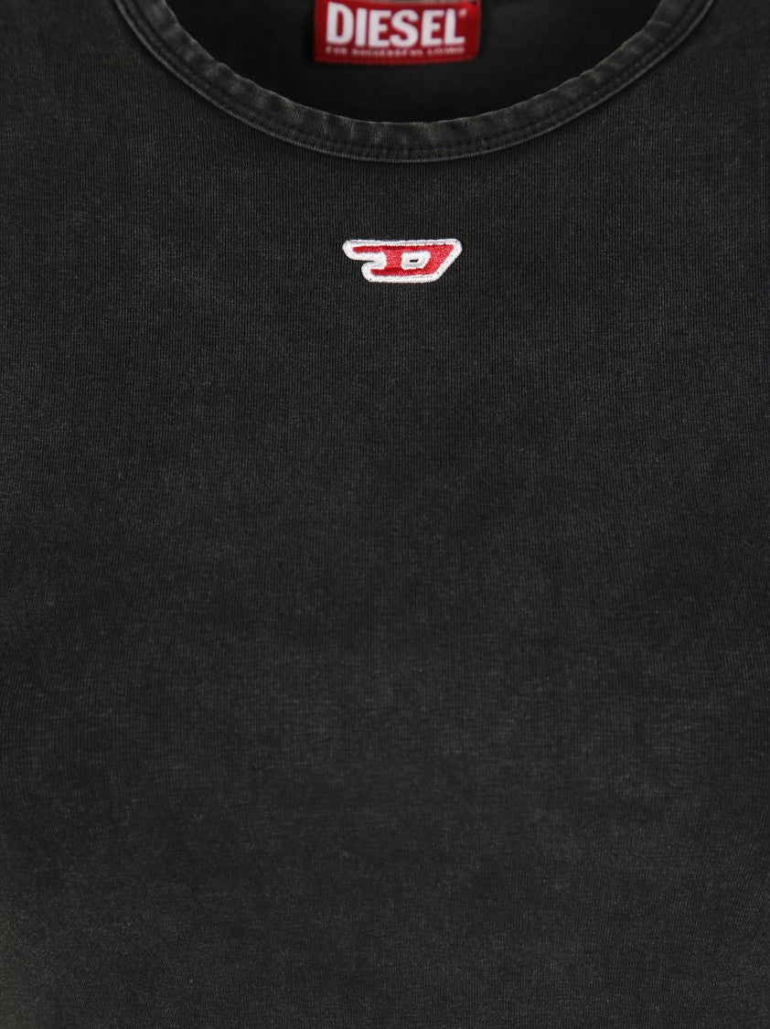 Diesel Fitted Black Top With Unique Tie Detail