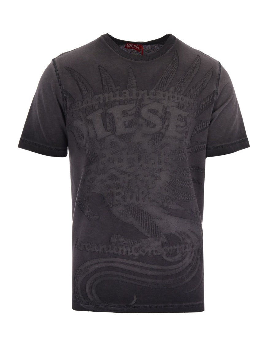 Diesel Grey Rawjust Cotton-Blend T-Shirt