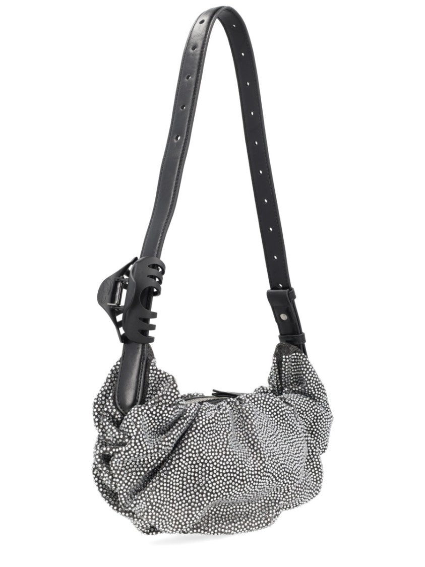 Diesel Black Ruched Dotted Shoulder Bag