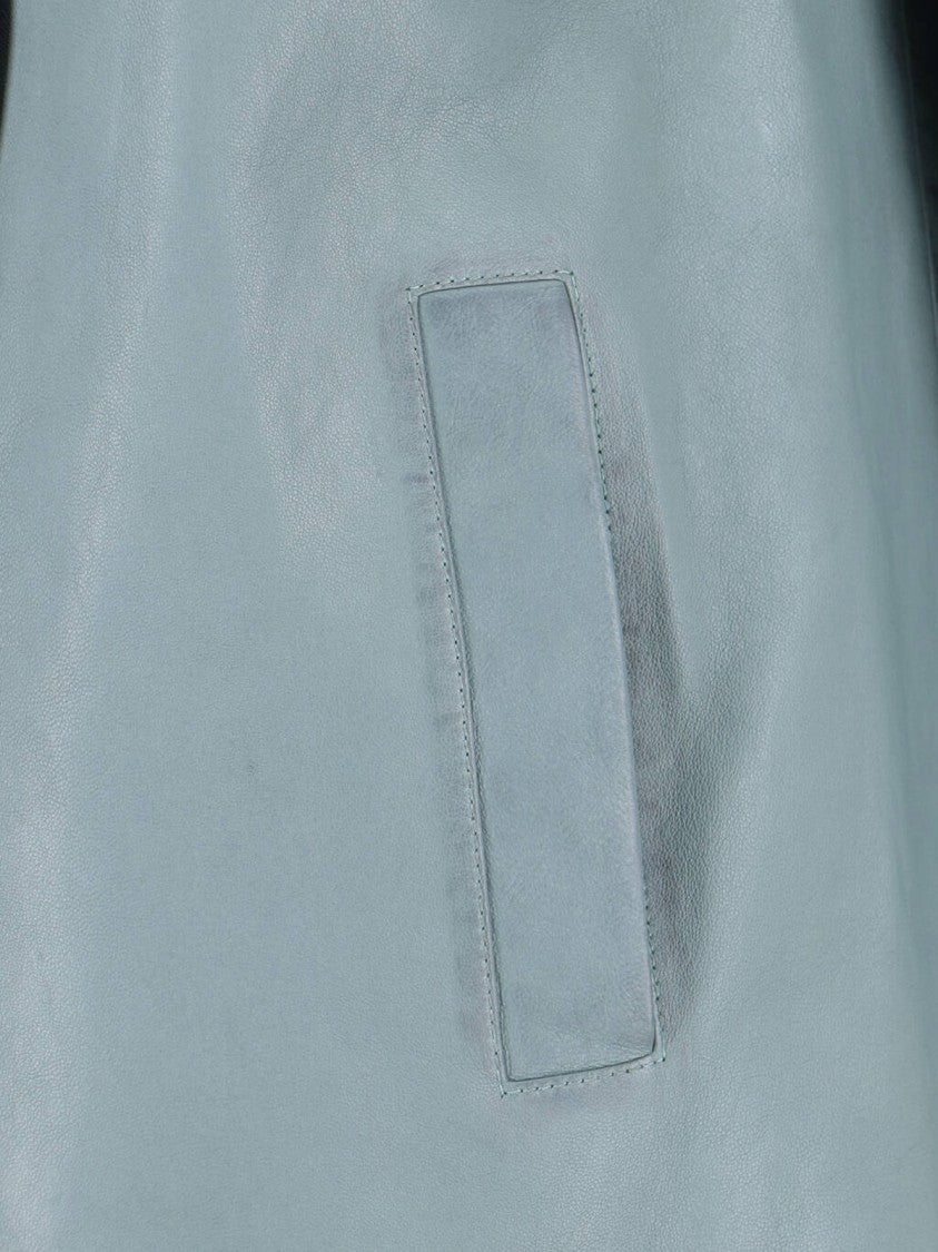 Chloé Blue Single-Breasted Lamb Leather Jacket