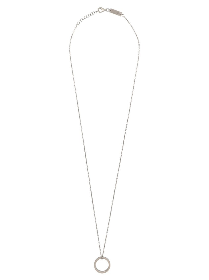 Maison Margiela Silver Loop Charm Necklace With Engraved Logo