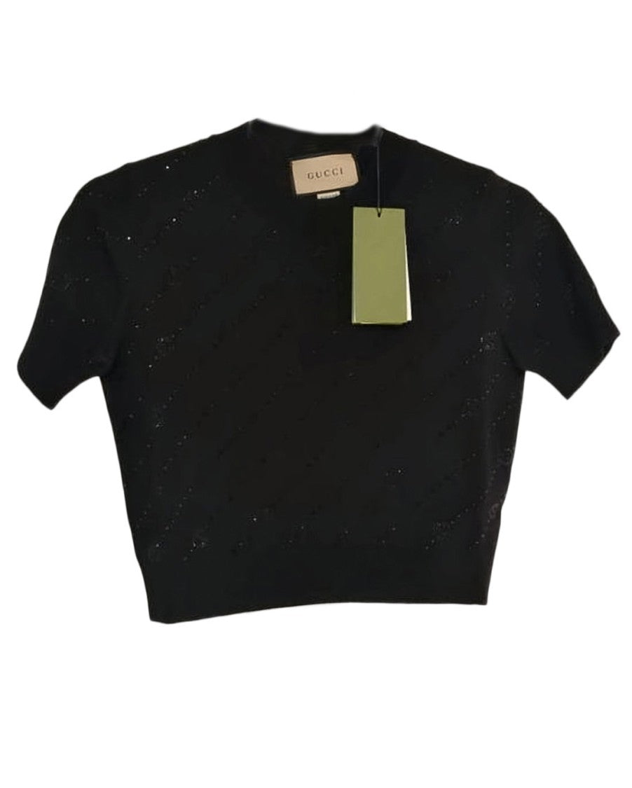 Gucci Cropped Black Cashmere Sweater