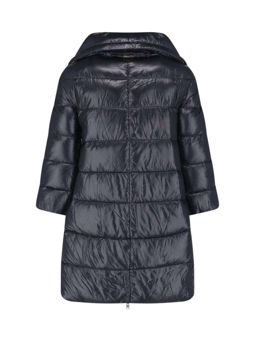 Herno Black Cleofe Zip-Up Fabric Puffer Jacket