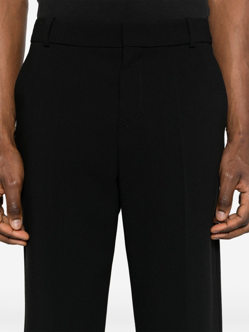 Balmain Black Double Crepe Tailored Wool Trousers