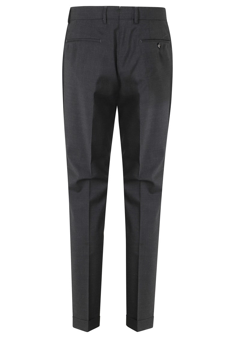 Berwich Dark Gray Yretro Darts Turn-Up Wool-Blend Trousers